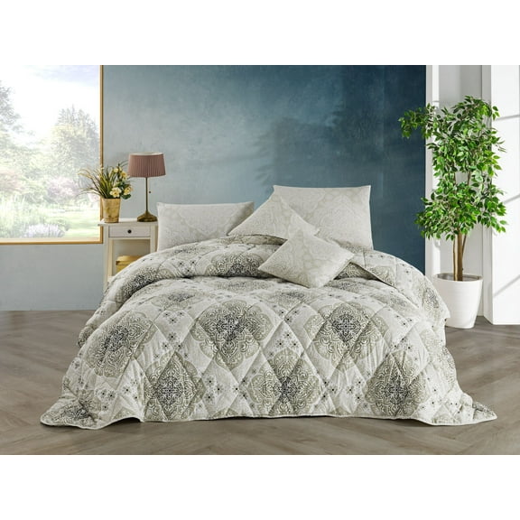 Empire Gold Floral Cotton 9 Piece Bed in a Bag Comforter Set with Sheets