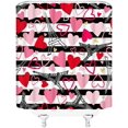 thumbnail image 3 of Newhomestyle Valentine's Day Heart Shower Curtain Red Pink Heart Black White Stripes Romantic Love Sign Sweet Lover Couple Wedding Marriage Decor with Hooks 72x72 Inch, 3 of 3