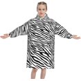 thumbnail image 1 of Basic Zebra Oversized Kids Wearable Blanket Hoodie, Flannel Pullover Blanket, Blanket Sweatshirt, 1 of 9