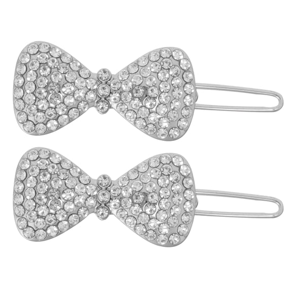 BESTYASH 2 Pieces Rhinestone Bowknot Hair Clips Alloy Bow Shape Accessories for Girls