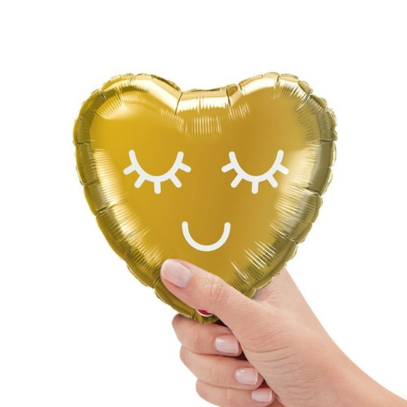 9 inch Eyelashes Gold (Air-Fill Only) Qualatex Foil Mylar Balloon - Party Supplies Decorations