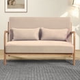 thumbnail image 2 of Cterwk 2 Seater Leisure Chair with Solid Wood Armrest and Feet, Mid-Century Modern Accent Sofa for Home, Bedroom, Office, Beige, 2 of 6