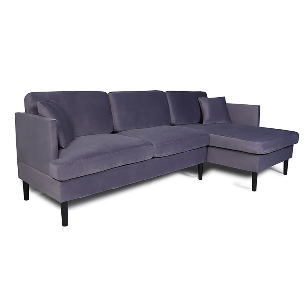 Kepooman Modern L-Shaped Convertible Sectional Sofa Bed for Small Space Living Room, Velvet Facing, Gray Kepooman Modern L-Shaped Convertible Sectional Sofa Bed for Small Space Living Room, Velvet Facing, Gray