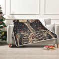 thumbnail image 7 of Yayeee Throw Blanket for Couch Soft Warm 60" x 80" Sofa Chair Bed Decoration, Skeleton with Flowers Pattern, 7 of 7