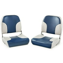 Spaco 2 Pieces Low Back Boat Seat Set with Sponge Padding and Aluminum Hinges-Blue, Boat Captain Chair for Fishing Boat, Sightseeing Boat, Speedboat, Canoe