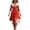 Red, variant on Dresses for Women Christmas Print V Neck Fringed Long Sleeved Fashion Casual Dress