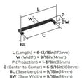 thumbnail image 5 of Amerock Balata 6-5/16 inch (160mm) Center-to-Center Matte Black Cabinet Pull, 5 of 6