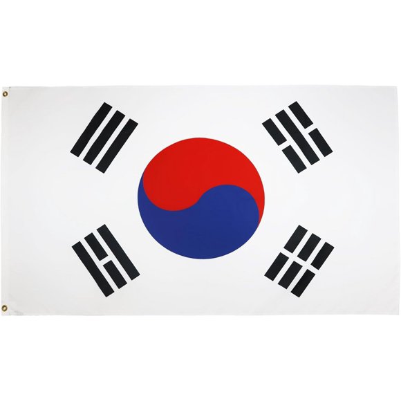 2024 Paris Olympics South Korea Flag - 3x5 Ft - 100D Polyester South Korean Banner with Two Metal Grommets - Fade Resistant - Vivid Colors - 3' x 5' Feet_Special Gift