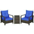 thumbnail image 1 of Outsunny Patio Bistro Set PE Rattan Garden Sofa Set 3 Pieces Blue, 1 of 10
