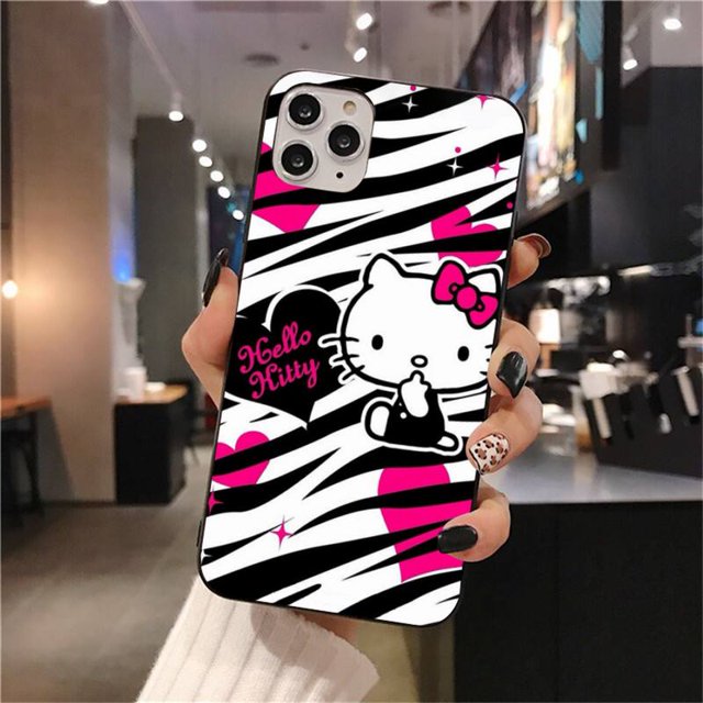Sanrio-funda de teléfono con Gato de dibujos animados para iphone, carcasa bonita de Hello Kitty para iphone 14, 13, 12, 11 Pro, Mini, XS Max, 8, 7 Plus, X, SE, 2020, XR zhangmengya LED