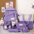 thumbnail image 3 of 5 pcs Campus Bag with Pencil Case Anti Scratch for Traveling Work (Black), 3 of 10