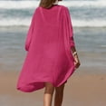 thumbnail image 4 of Cavosen Womens Swim Cover Ups Long Hollow Out Dress Bikinis Swimwear Kimono Short Sleeve V-Neck Sheer Flowy Breathable Sun Protection Long Bathing Suit Plain Swimsuit Kaftan, 4 of 6