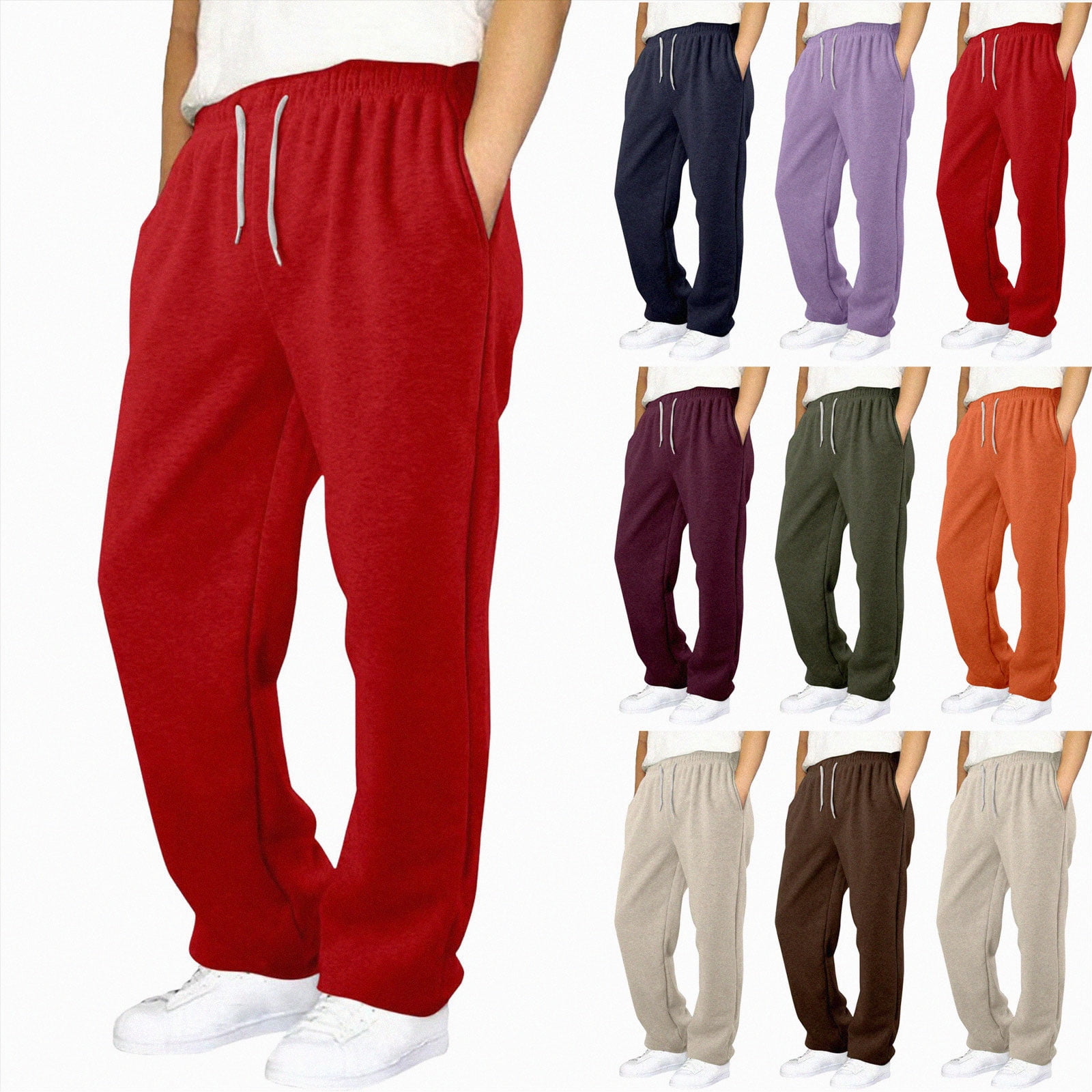 5-6 Years Boy s Baggy Sweatpants Straight Leg Open Bottom Casual Pants Elastic Waist Athletic Joggers Sweat Pants With Pockets Orange Pants