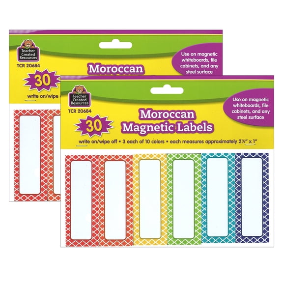 Teacher Created Resources Moroccan Magnetic Labels, 30 Per Pack, 2 Packs