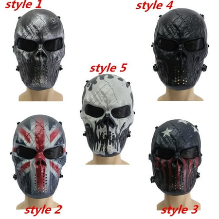 Airsoft Elfeland Tactical Gear Mask Overhead Skull Skeleton Safety Guard Face Protection Outdoor Paintball Hunting Cs War Game Combat Protect for Party Movie Props Sports (Best Airsoft Mask 2019)