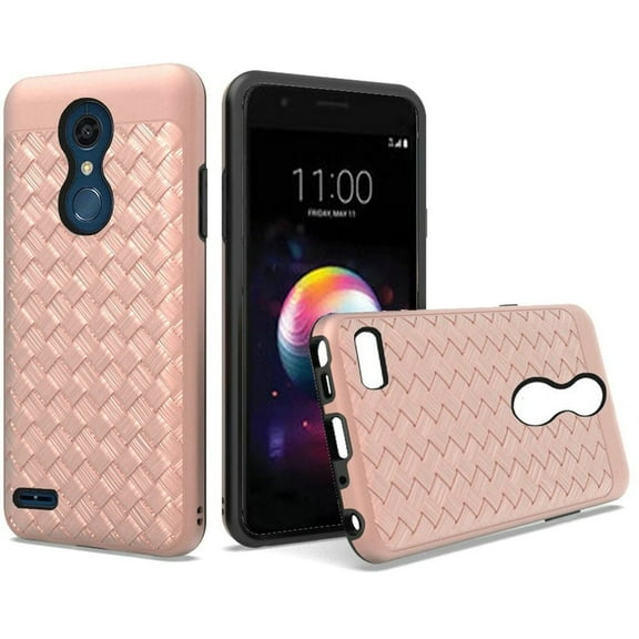 GSA Woven Textured Dual Hybrid Case For LG K30/LG K10 (2018) - Rose Gold
