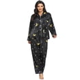 thumbnail image 4 of Women's Silk Satin Pajamas Set,Long Sleeve Loungewear Night Shirt Button Down Sleepwear with Long Soft Pajamas Pants,Two-piece Pj Set Ladies Classic Nightgown Pajamas,S-XL Black, 4 of 5