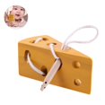 thumbnail image 1 of Wooden Cheese Toy Travel Lacing Game Early Learning Educational Activity Wood Block Puzzles Threading Cheese Toy, 1 of 7