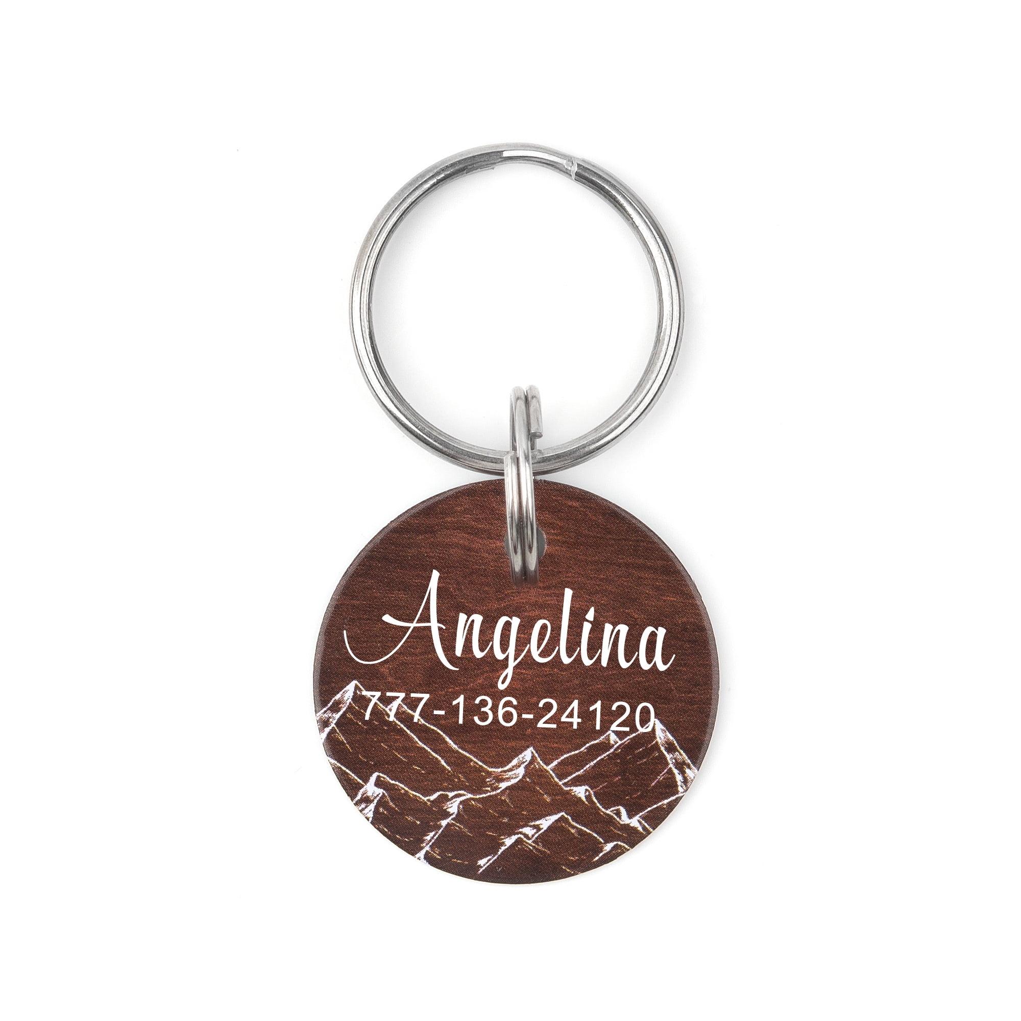 Engravable Wood Dog Tag, Personalized Wood Mountain Dog Tag, Round Pet ID Collar Tag, Custom Dog Tag, Engravable Aluminium Tag For Dog or Cat, with Velvet Pouch Ships Next Day!