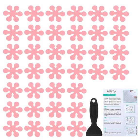 Uxcell Bathtub Non Slip Stickers Safety Shower Floor Anti Slip Stickers with Adhesive Decals Scraper for Bath Tub Shower Pink