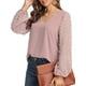 thumbnail image 4 of Blusa de gasa para mujer Swiss Dot Casual Cuello redondo Manga larga Pom Pom Camisas Tops XBTCLXEBCO Rosa, Chico, 4 of 6