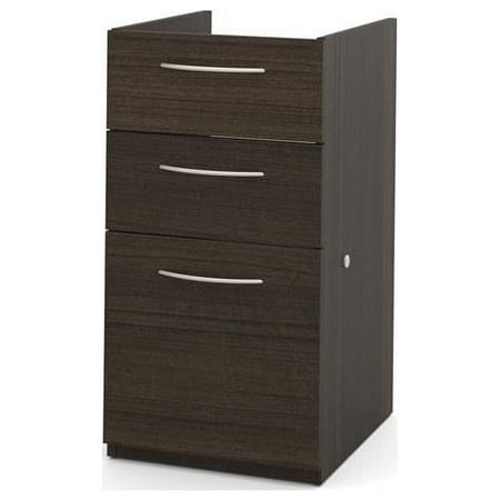 Bestar Embassy 16W Add-On Pedestal with 3 Drawers in dark chocolate