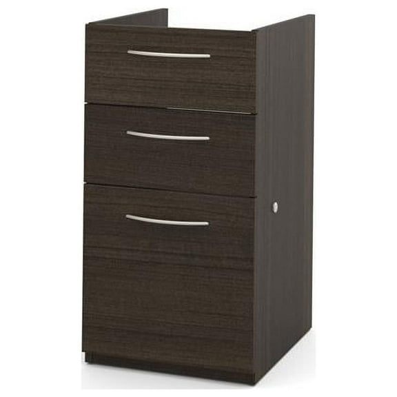 Bestar Embassy 16W Add-On Pedestal with 3 Drawers in dark chocolate