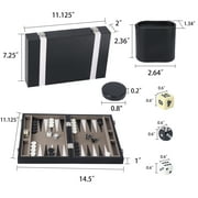 GSE Games & Sports Expert Premium Leather Backgammon Board Game Set. Classica Folding Backgammon Game with Game Pieces