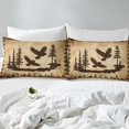 thumbnail image 4 of Ensemble de Draps de Lit Style Ferme Rustique Simple, Ensemble de Literie Cabane Oiseau Rétro, Ensemble de Draps Animaux de la Forêt, Drap Plat et Drap-Housse Ours Cerf Orignal Chasse, Draps Taupe Arbres Botaniques Faune pour Adolescents, 4 of 6