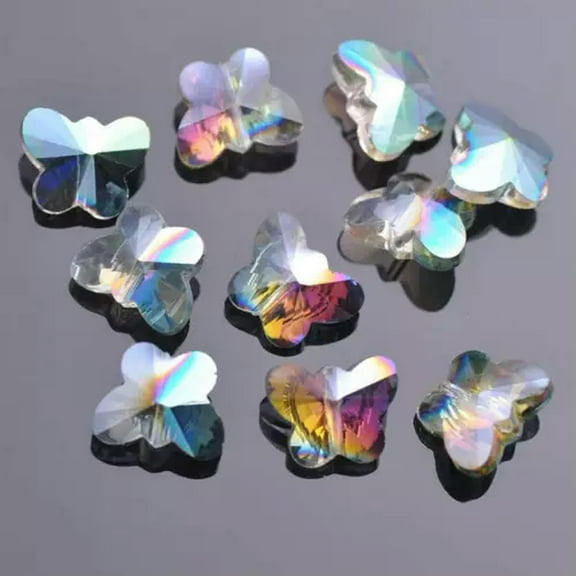 U8MO 10pcs 14mm Butterfly Shape Crystal Glass Faceted Loose Spacer Beads Pendants DIY-Hot Colorized