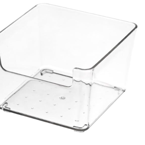 LIZEALUCKY Clear Plastic Drawer Organizer Kitchen Drawers Storage Rectangle Square Trays Makeup Vanity Storage Bins for Office Desk Silverware Kitchen Utensils Cosmetics and Bathrooms[Small Square]