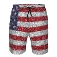 thumbnail image 3 of Balery America Flag Glitter Traje de Baño Estilo Hawaiano para Hombre, Shorts de Secado Rápido con Bolsillos-Large, 3 of 6