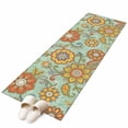 thumbnail image 6 of Teal Green Boho Floral Kitchen Runner Rug 2x6 Washable Runners for Hallway Non Slip Vintage Abstract Art Ethnic Flowers Large Area Rug Indoor Floor Carpet for Bathroom Laundry Entryway Bedroom, 6 of 8