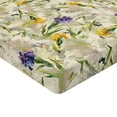 thumbnail image 4 of Ambesonne Nature Themed Fitted Sheet, Spring Butterfly Bees, King Size, Cream Mustard Blue Violet, 4 of 5