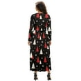 thumbnail image 2 of FKELYI Fall Maxi Dress for Women Christmas Tree Snowflake Print Long Sleeve V Neck Wedding Guest Dresses Flowy A-Line Elegant Dress with Pockets for Spring, 2XL, 2 of 6