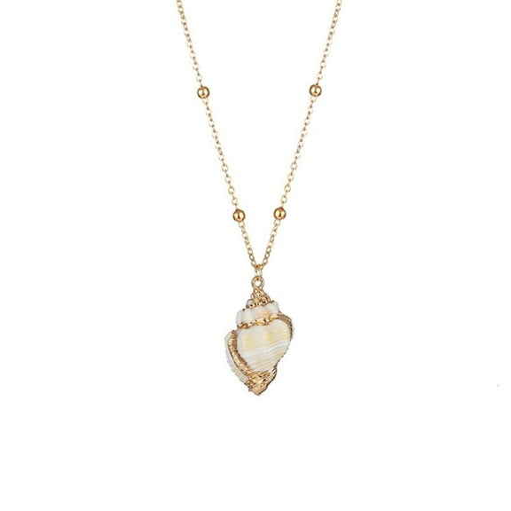 Lerpwige Stylish Conch Shell Necklace For Women Female Adjustable Length Clavicle Chain Comfortable Beach Party Jewelry