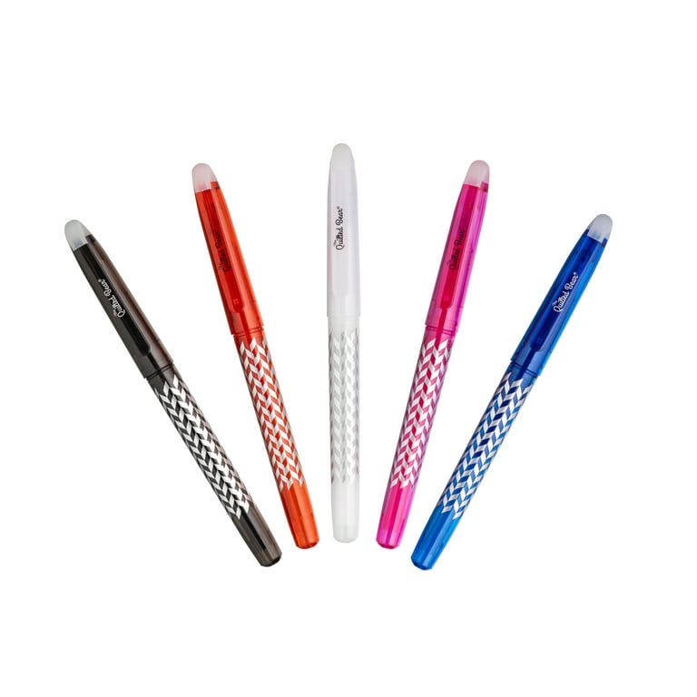 The Quilted Bear Heat Erasable Pens - 5 Friction & Heat Erasable Pens for  Fabric Marking, Sewing, Quilting, & Crafting with 5 Multicolour Refills