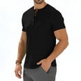 thumbnail image 4 of GUZOM Mens Henley Shirt Short Sleeve Slim Fit Stretch Polyester Spandex Tee, Moisture Wicking Casual & Workout Top for Men, Black,Size M, 4 of 6