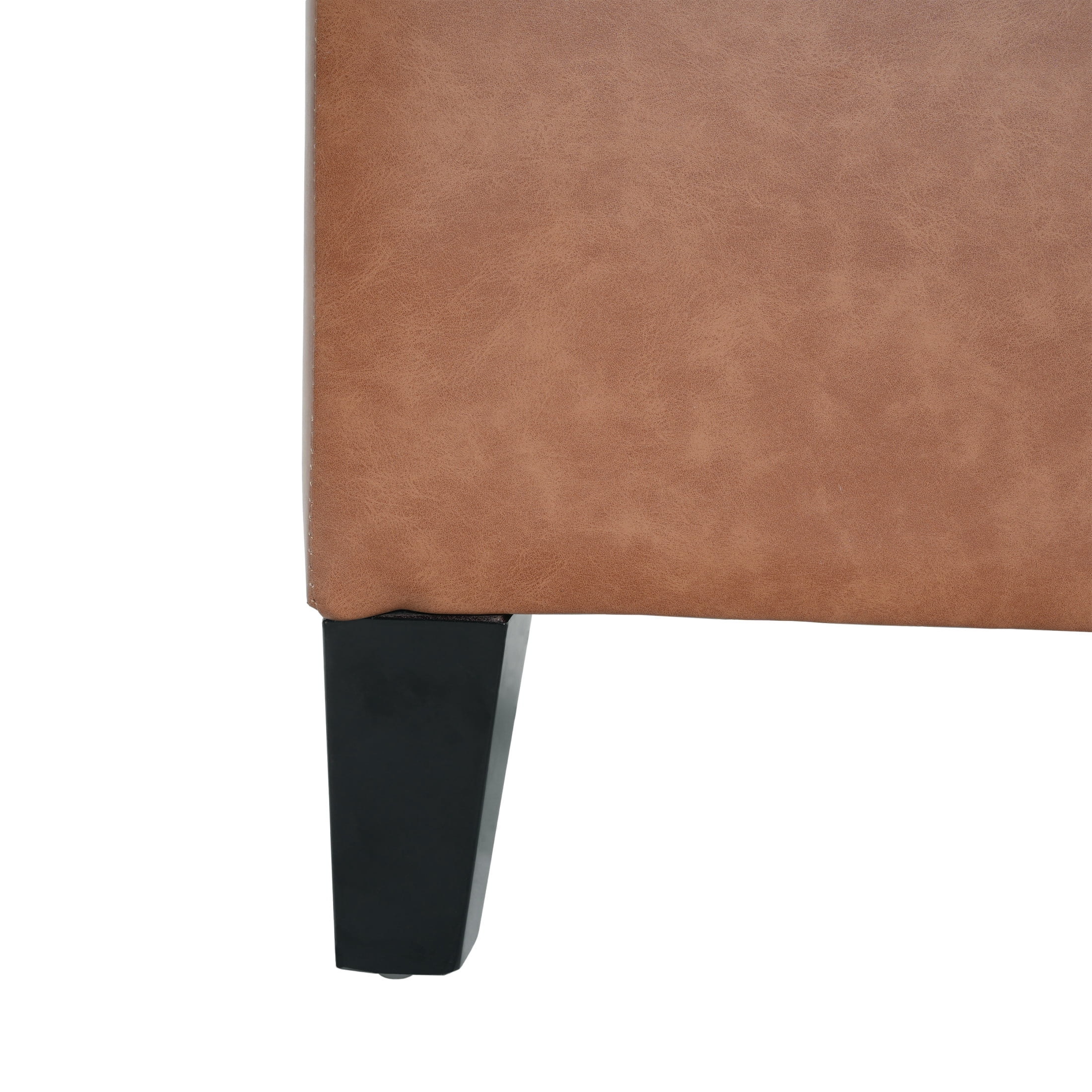 Christopher Knight Home Storage Ottoman Bench with Button Tufted, PU Leather Upholstery, Cognac Brown