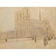thumbnail image 2 of Frank Edwin Scott 24x19 Black Ornate Framed Double Matted Museum Art Print Titled: Notre Dame in Winter, 2 of 5