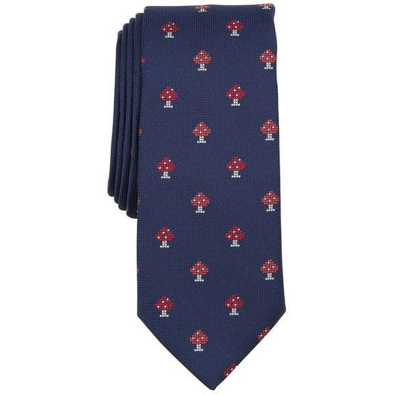 Bar III Mens Tie Bolivar Mushroom Necktie Dark Navy