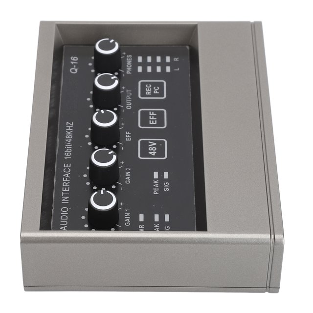 Recording Sound Card, 48V Dual Core Chip Live Sound Card for Broadcasting