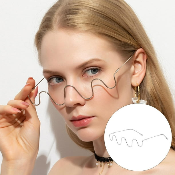 Gafas de sol de medio marco Salvador Montura Mitad sin lente Diamante de imitación para damas plata
