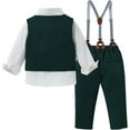 thumbnail image 3 of WESIDOM Toddler Boy Clothes Suit Formal Dress Shirt+Bowtie+Vest+Boutonniere+Suspender Pants Boys Gentleman Outfits Set, 3 of 12