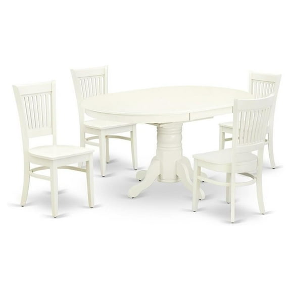 Pemberly Row 5-piece Dining Set with Slatted Chair Back in White