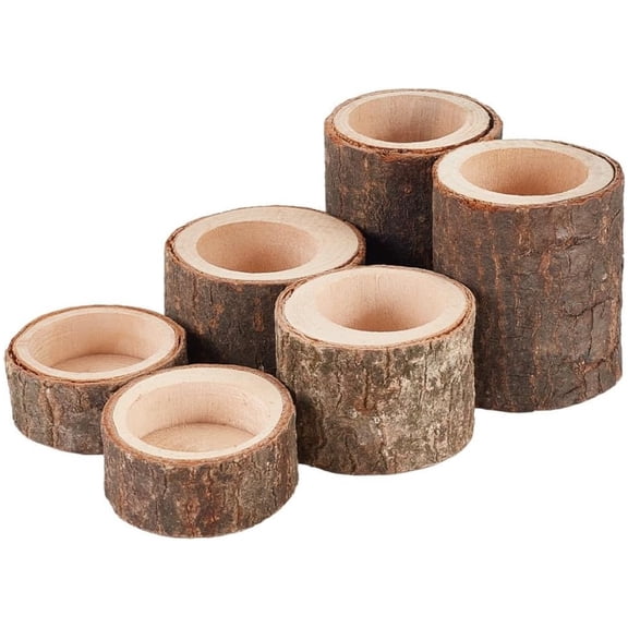Topboutique Wood Candle Holder 6 Pcs Wooden Tea Light Candle Holders Votive Tealight Holder Rustic Candle Stand for Wedding Birthday Party Home Table Decoration Succulent Planting,3 Sizes