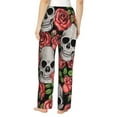 thumbnail image 3 of Kll Womens Skull And Roses Print Pajama Pants Soft Pajama Bottoms For Women Cozy Lounge Pants, 3 of 9