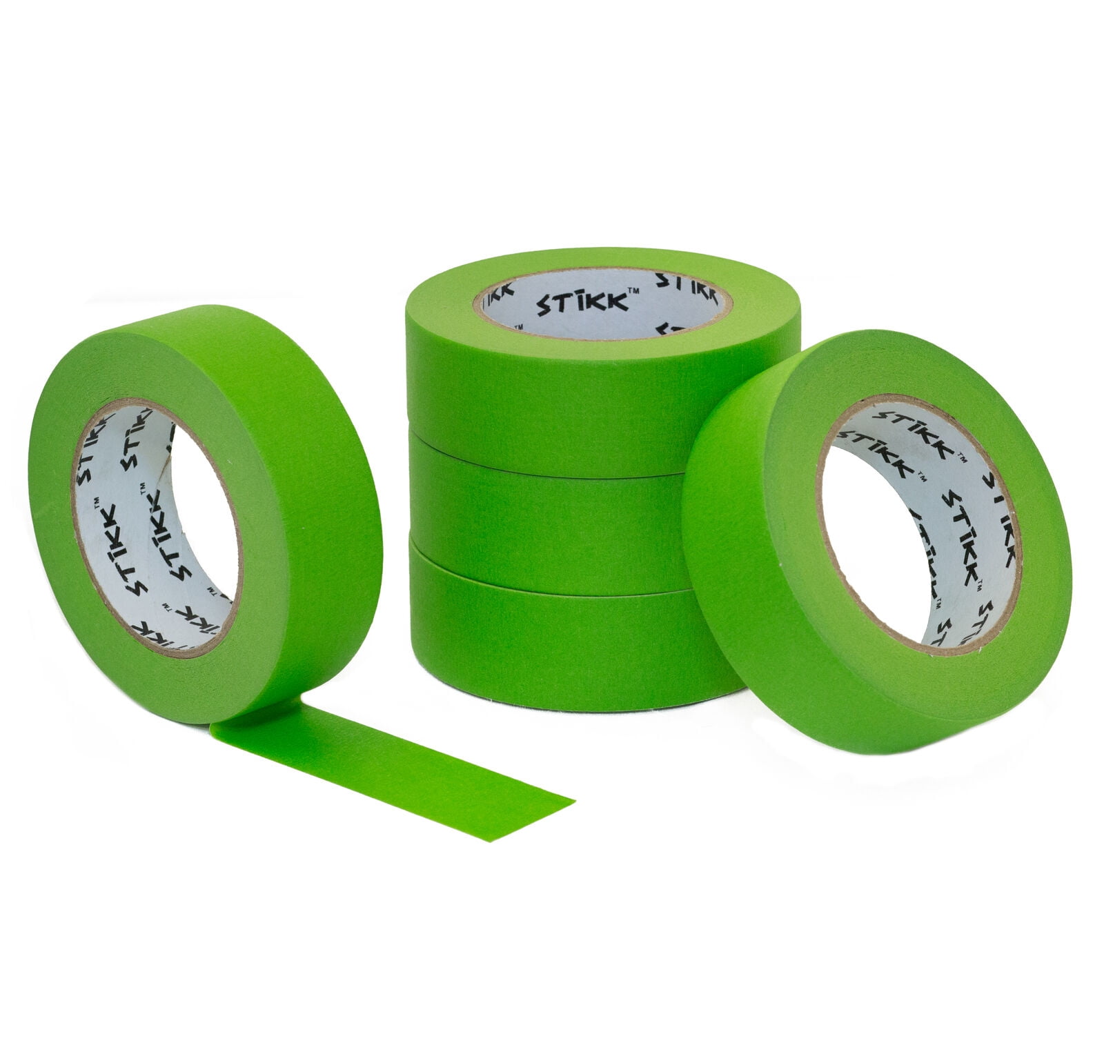 5pk 1.5' x 60 yd STIKK Green Painters Tape 14 Day Clean Release Trim Edge Finishing Masking Tape (1.44 IN 36MM)
