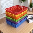 thumbnail image 6 of 6 Pack Colorful Classroom Paper Baskets  Organizing Desk Tray For A4 Papers Storage Plastic Bins Turn In Trays Teachers And Students Office Room (bright Color), 6 of 9