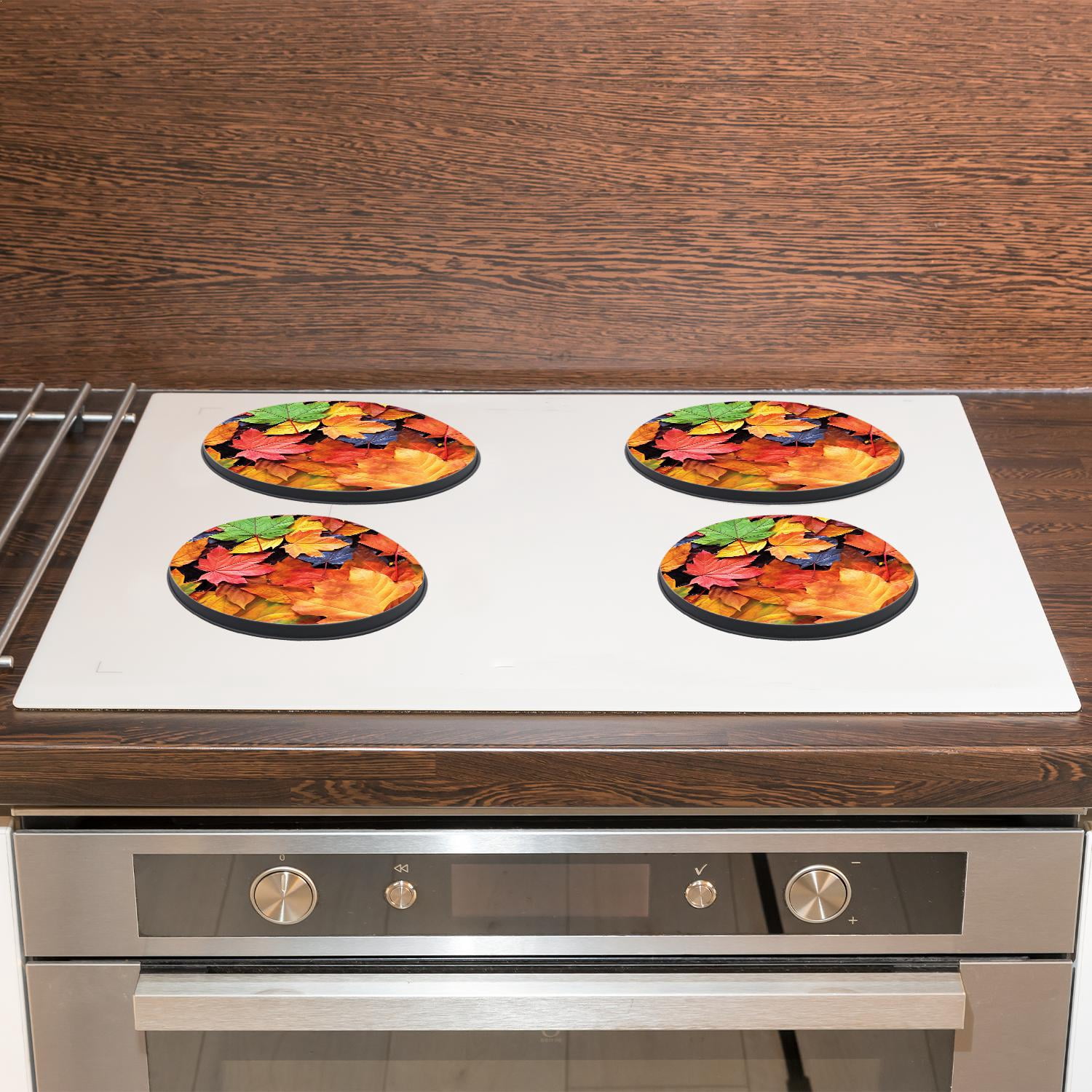 Stove Burner Covers 4 Pcs for Home Decor Cooktop Decorative ,Autumn Fall Leaves Lovely, Round Electric Stove Burner Covers 8Inch And 10Inch